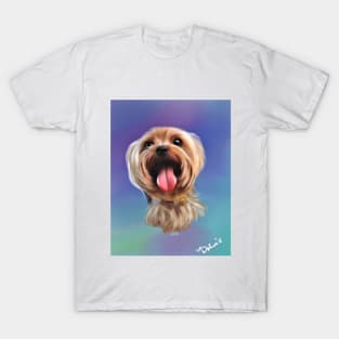 Yorkshire Terrier Puppy Dog Digital Oil Painting T-Shirt